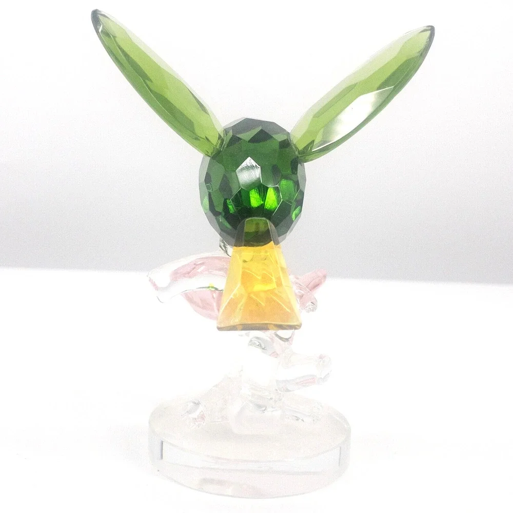 Sorelle Crystal Green Hummingbird Figurine Pink Flower Rare Signed 4 -3/4